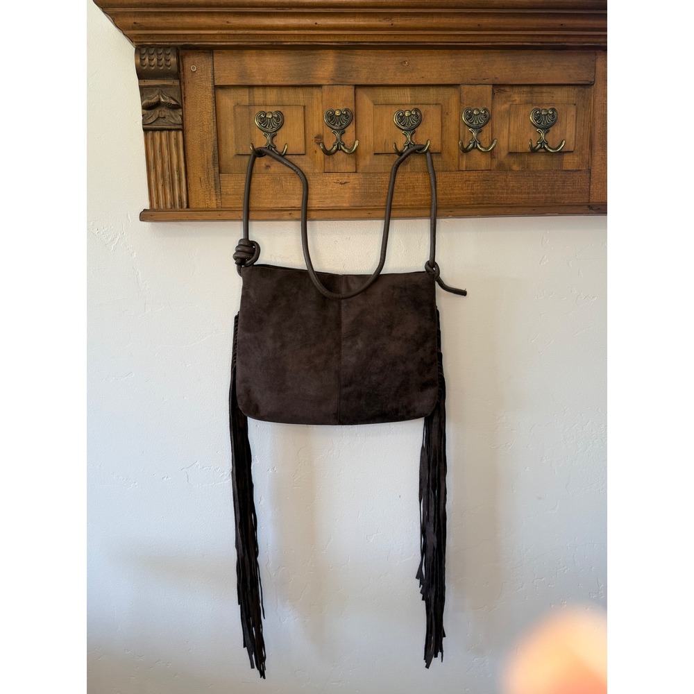 Western Dark Brown Faux Suede Fringe Crossbody Bag Western Boho Boho NWT
